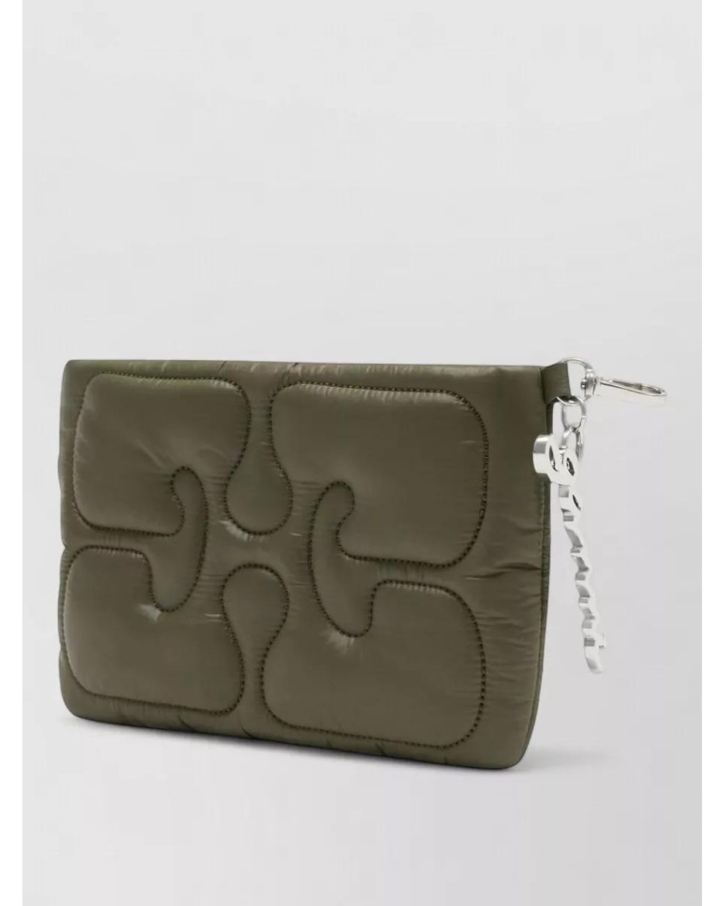 Ganni Gray Quilted Clutch Bag