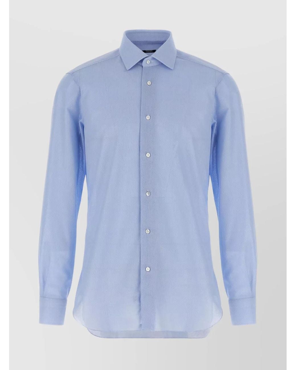 Barba Napoli Blue Honeycomb Cotton Shirt for men