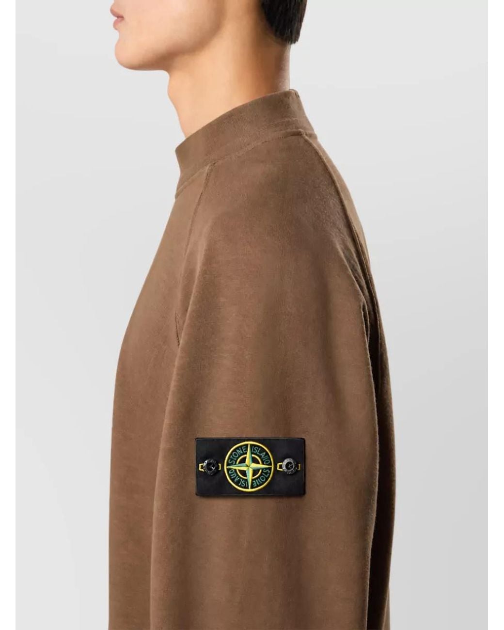 Stone Island Brown Ribbed Cotton Crewneck Sweater for men