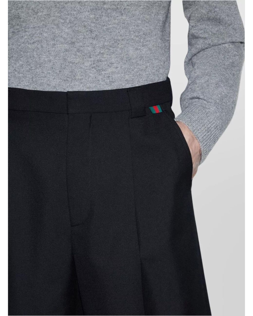 Gucci Black Wool Blend Twill Bermuda Shorts for men