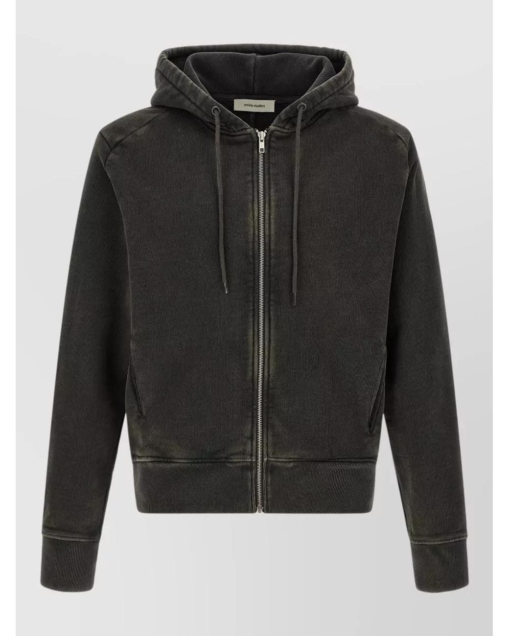 Entire studios Black Cotton Slim-Fit Zip Hoodie for men