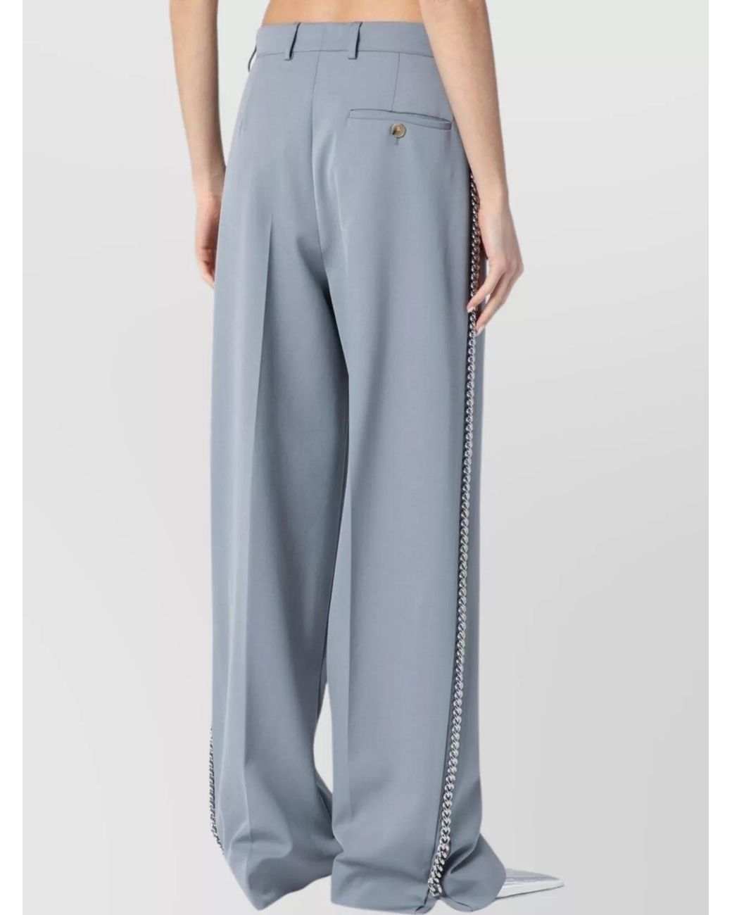 Stella McCartney Blue Wide-Leg Falabella Trousers With Chain