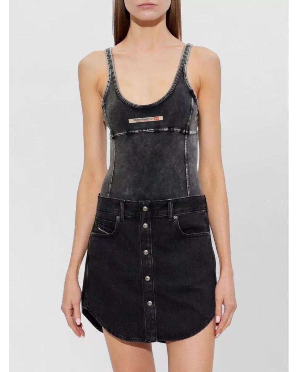 DIESEL Black Cotton Double-Strap Bodysuit