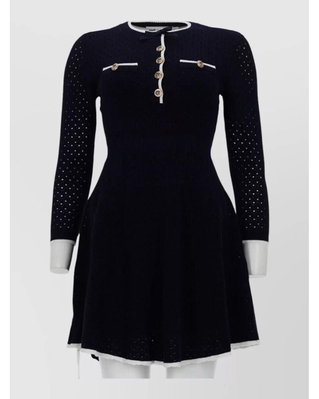 Self-Portrait Blue Slim-Fit Knit Mini Dress