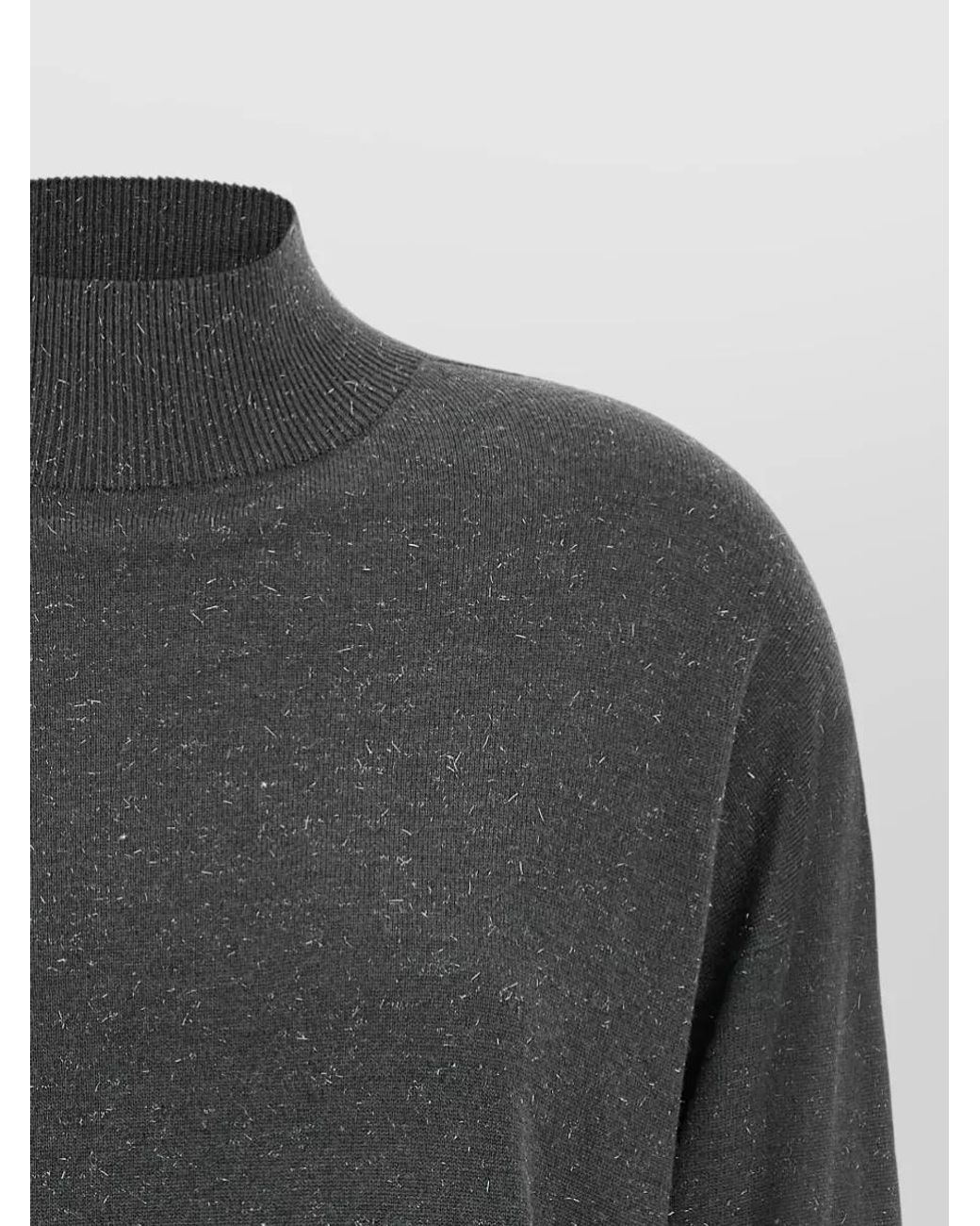 Peserico Gray Wool Blend Lame Turtleneck Sweater