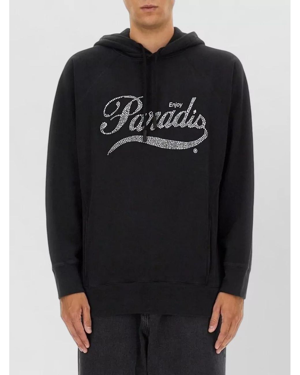 3.PARADIS Black Cotton Hoodie for men