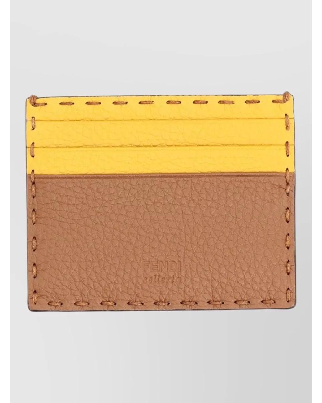Fendi Yellow Leather Card Holder for men