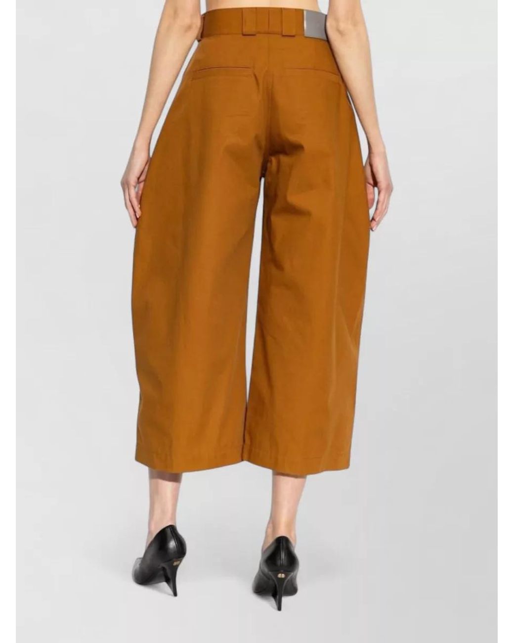 Balenciaga Orange Pleated Barrel-Leg Cropped Trousers