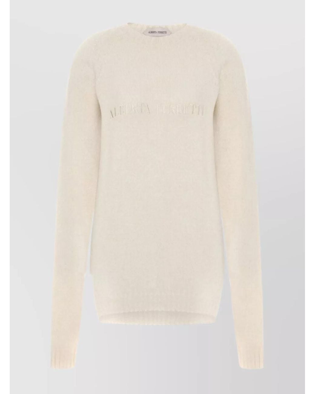 Alberta Ferretti Natural Long Sleeve Crew Neck Knit Sweater