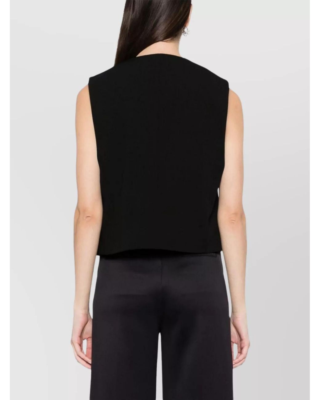 AMI Black Virgin Wool V-Neck Sleeveless Waistcoat