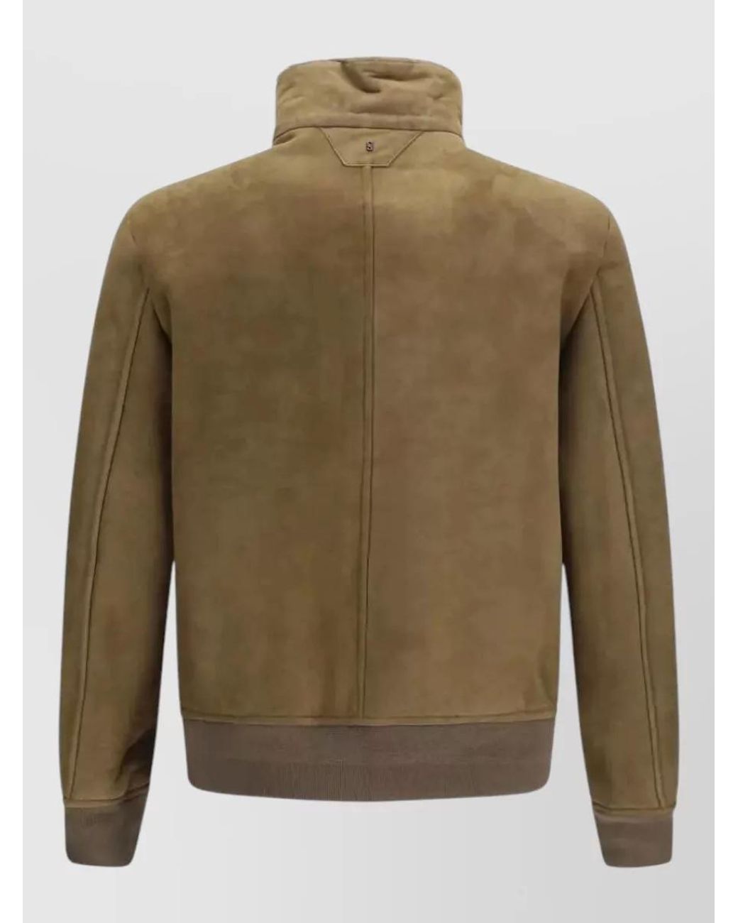 Salvatore Santoro Green Suede High-Neck Bomber Jacket for men