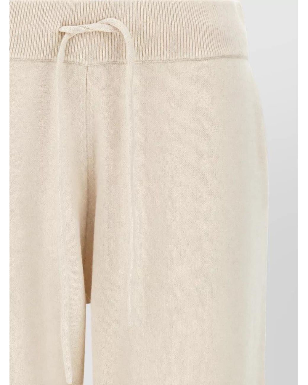 Yves Salomon Natural Cashmere Wool Ribbed Cuff Sweatpants