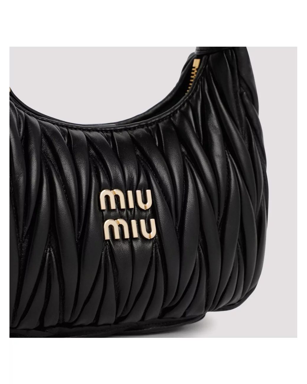 Miu Miu Black Wandler Lamb Leather Matelassé Shoulder Bag