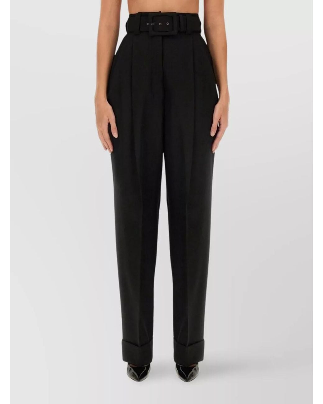 Max Mara Black Virgin Wool Tailored Trousers