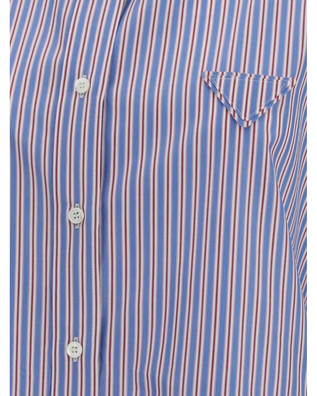 Prada Blue Embroidered Cotton Shirt