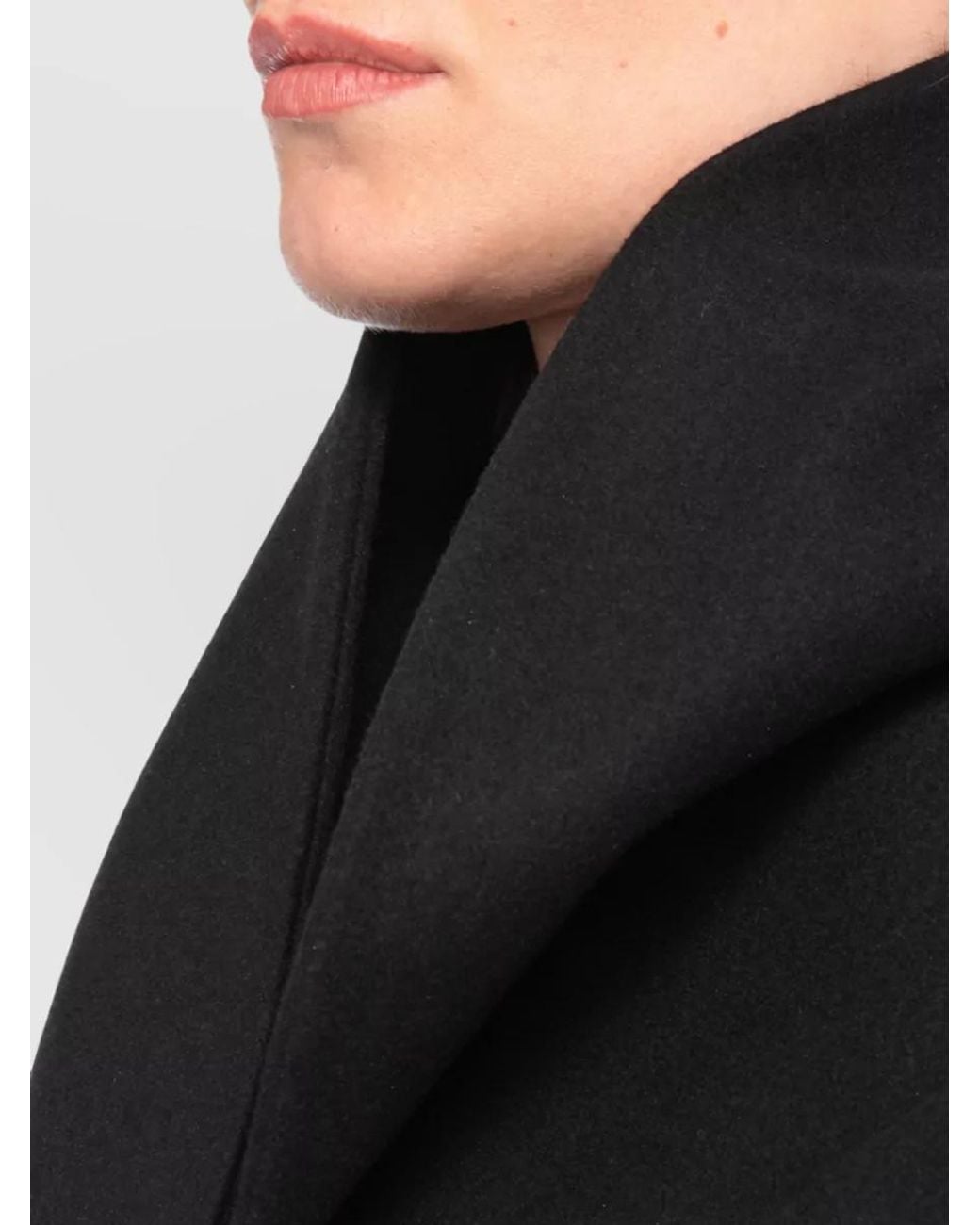 ANDAMANE Black Cashmere Blend Belted Single Breasted Coat