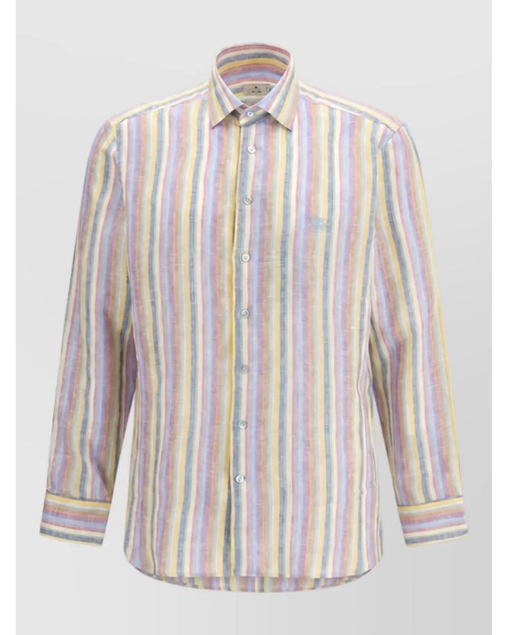 Etro White Linen Pattern Shirt for men