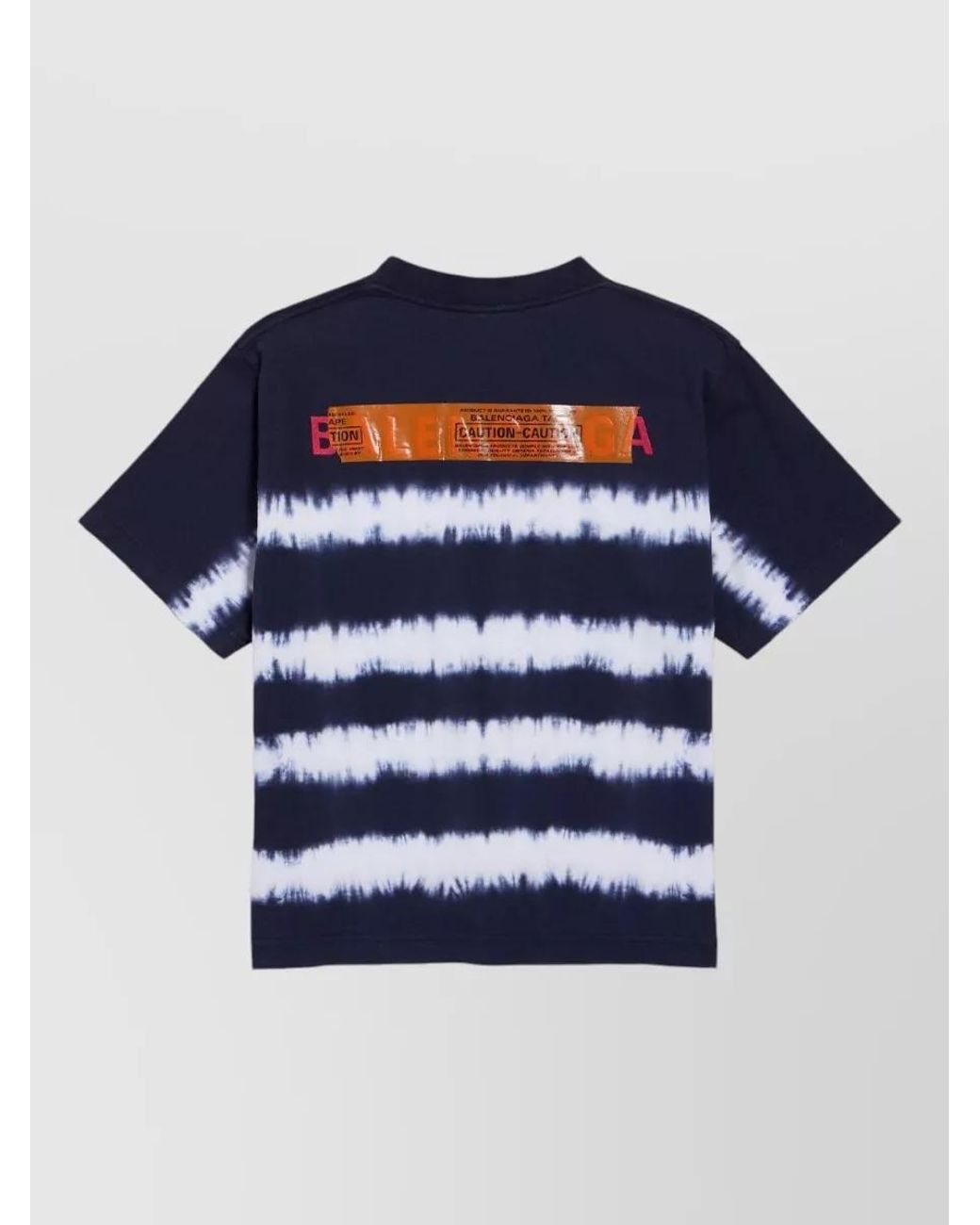 Balenciaga Blue Printed Embroidered Medium Fit Cotton T-Shirt for men