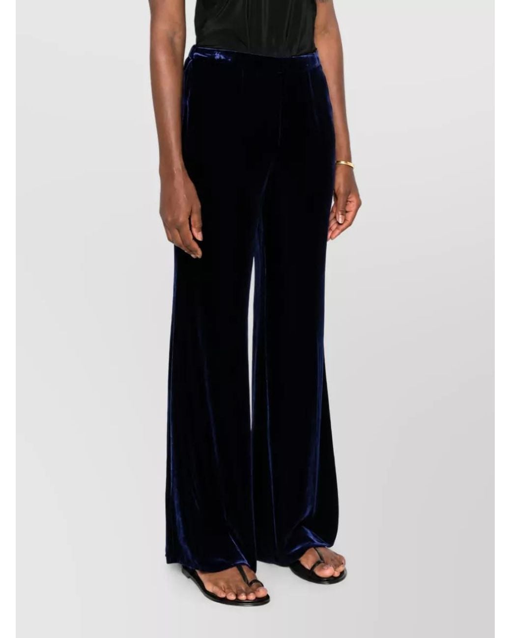 Forte_forte Black Silk Velvet Flared Trousers