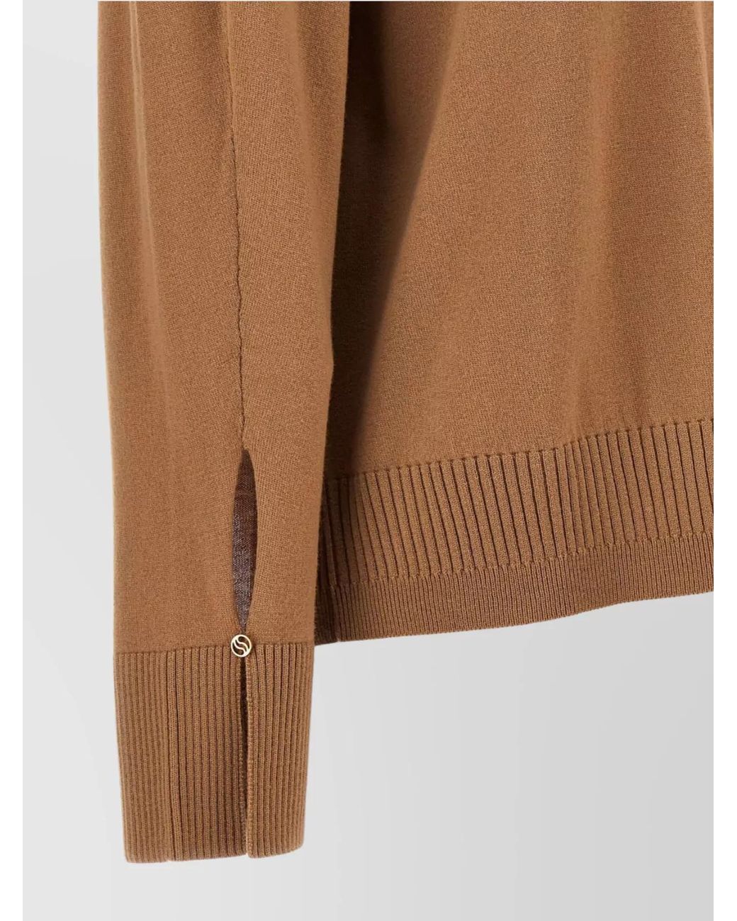 Stella McCartney Brown Ribbed Virgin Wool Crew-Neck Jumper