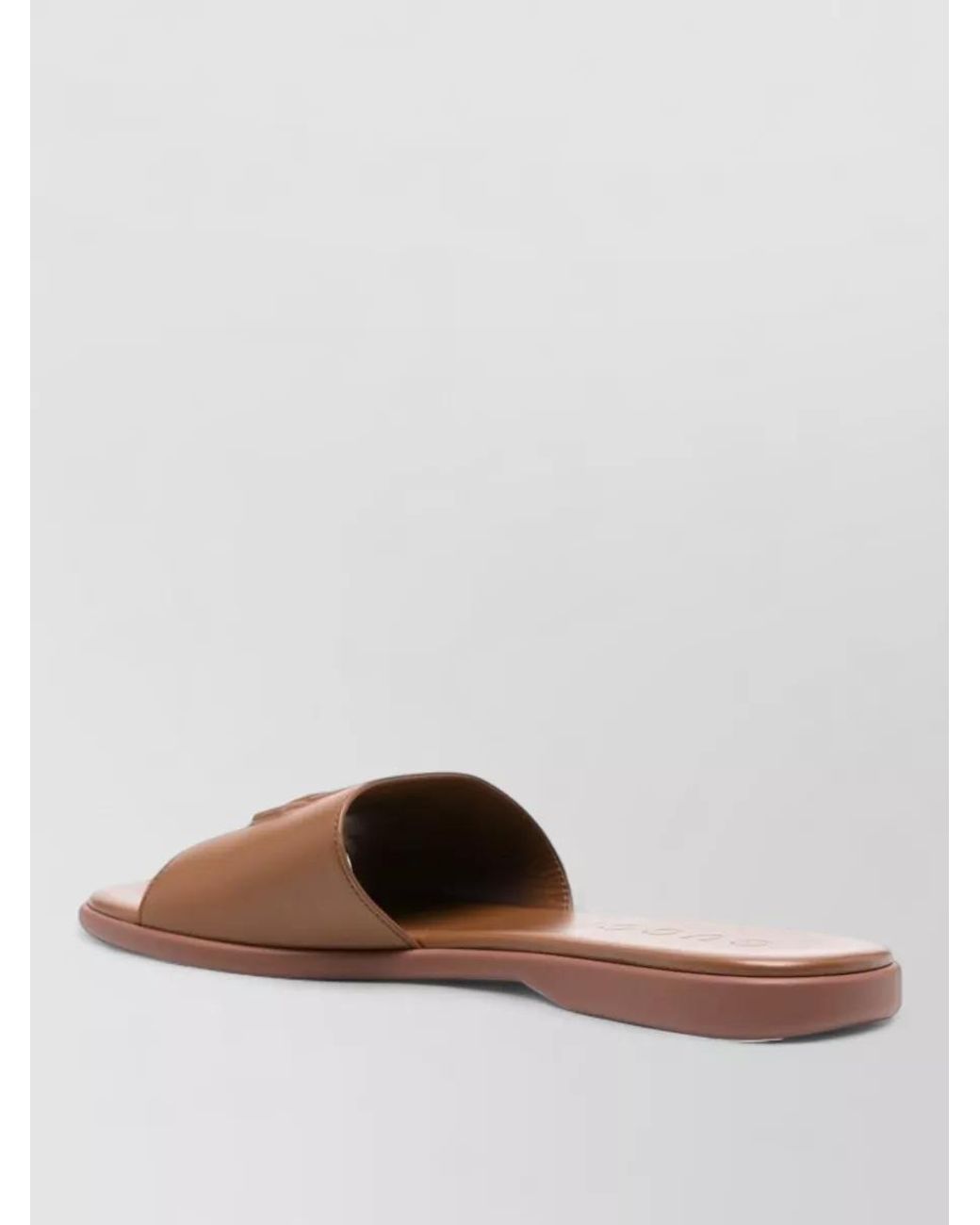 Gucci Brown Leather Flat Slides