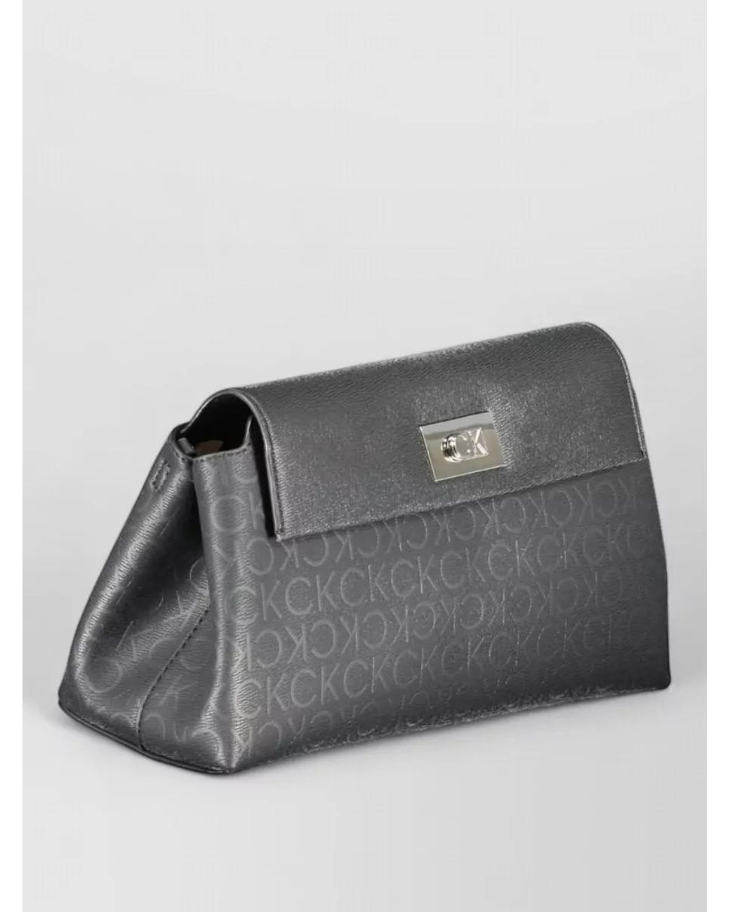 Calvin Klein Gray Monogram Chain Clutch Bag