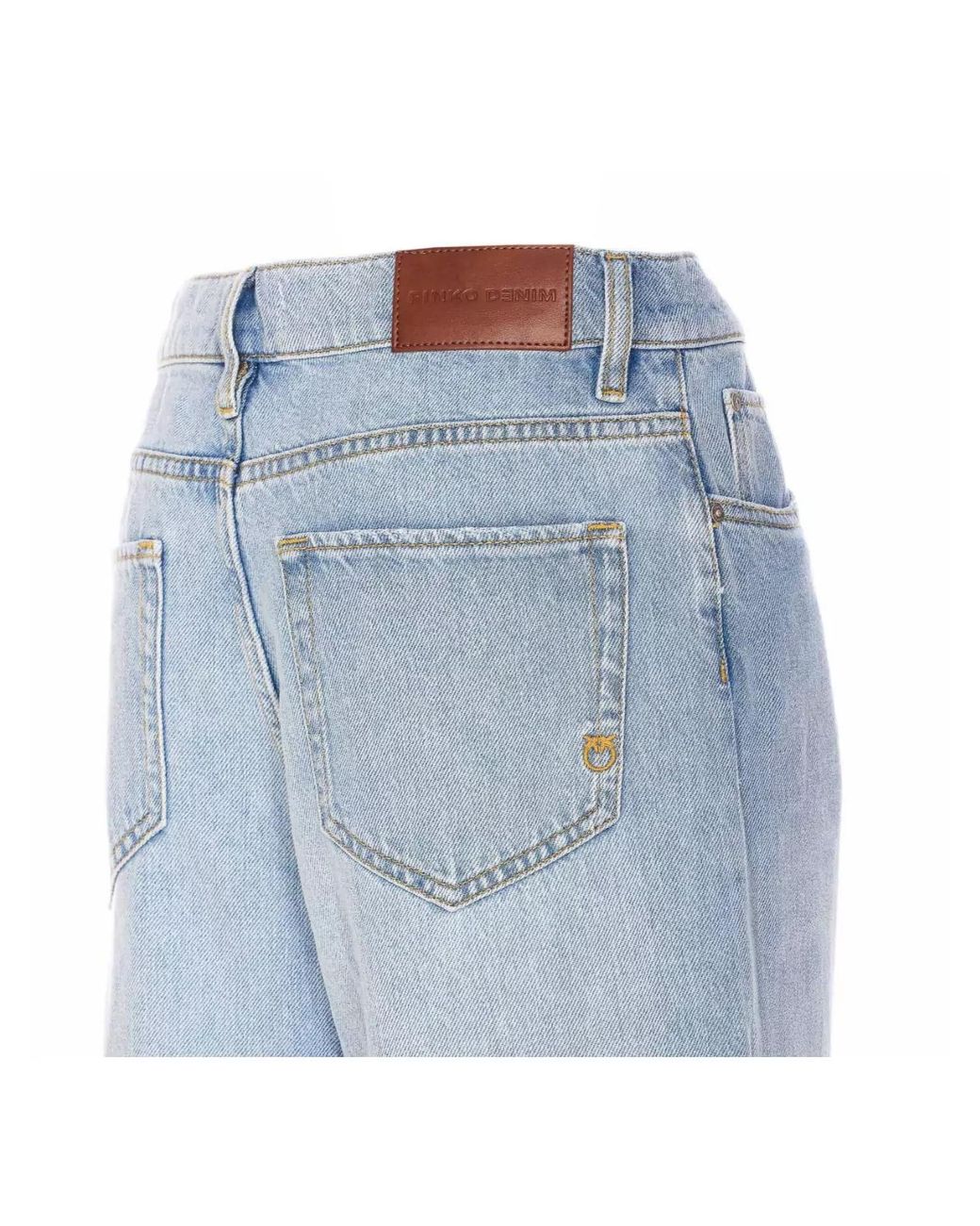 Pinko Blue Denim High-Rise Wide-Leg Jeans