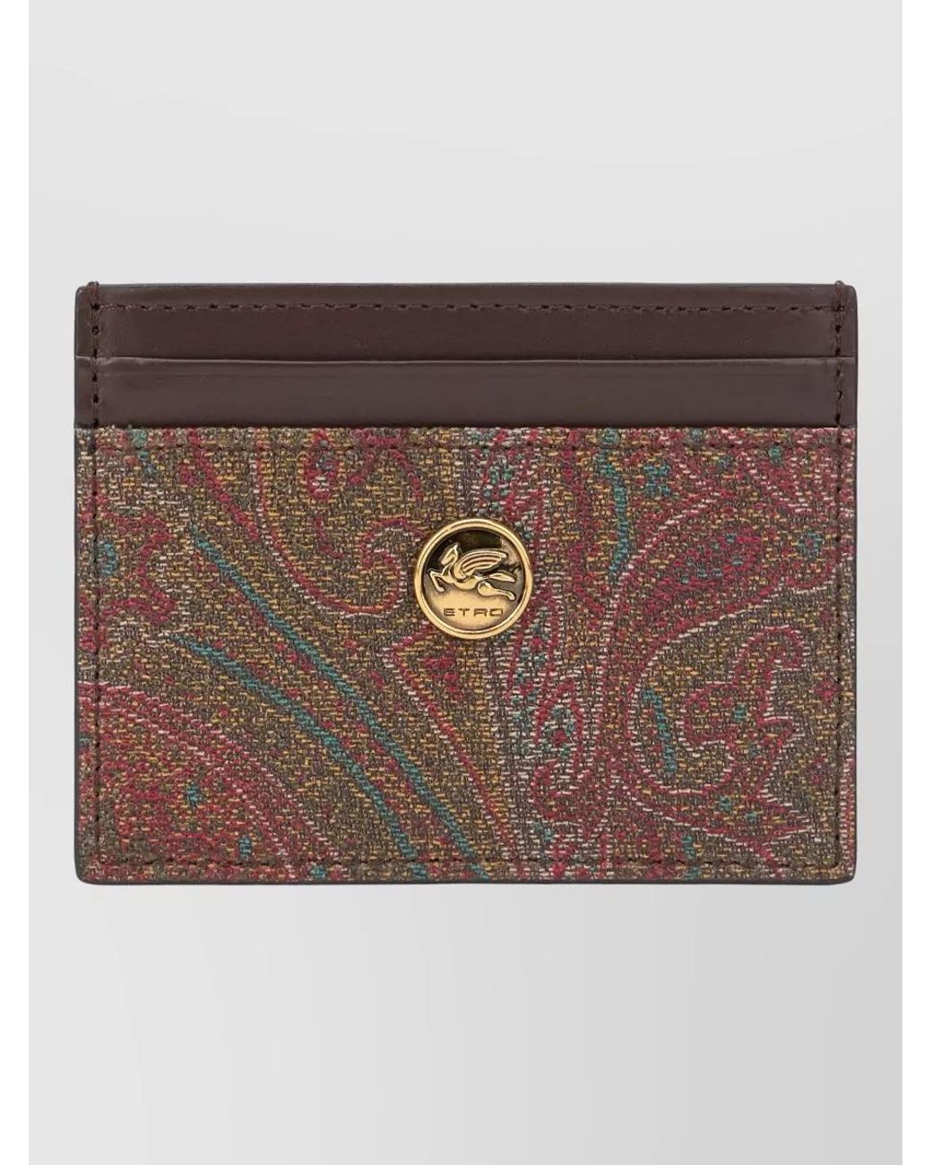 Etro Brown Paisley-Print Card Holder