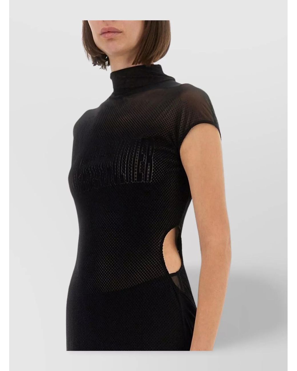 Jean Paul Gaultier Black Logo-Print Mesh Slim-Fit Maxi Dress
