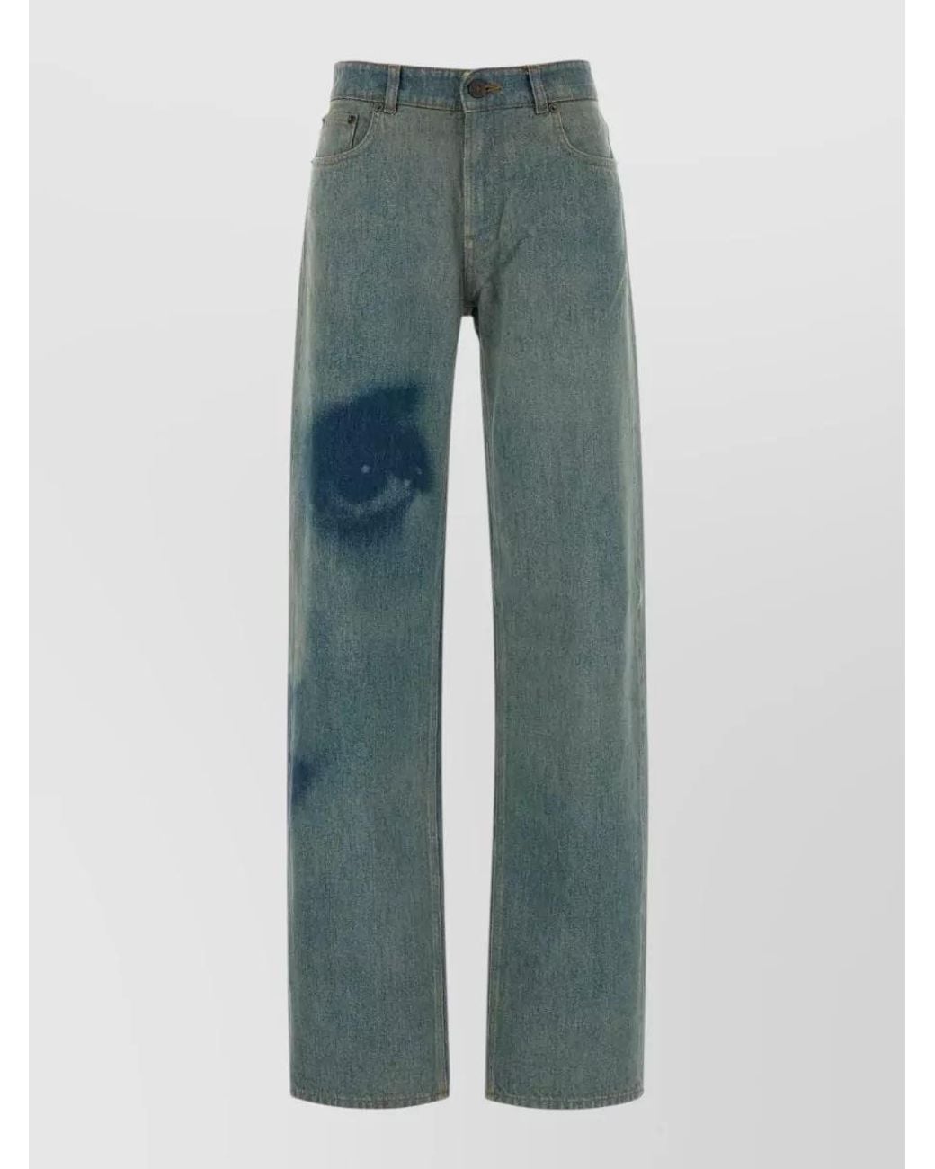Jean Paul Gaultier Blue Printed Straight-Leg Denim Jeans