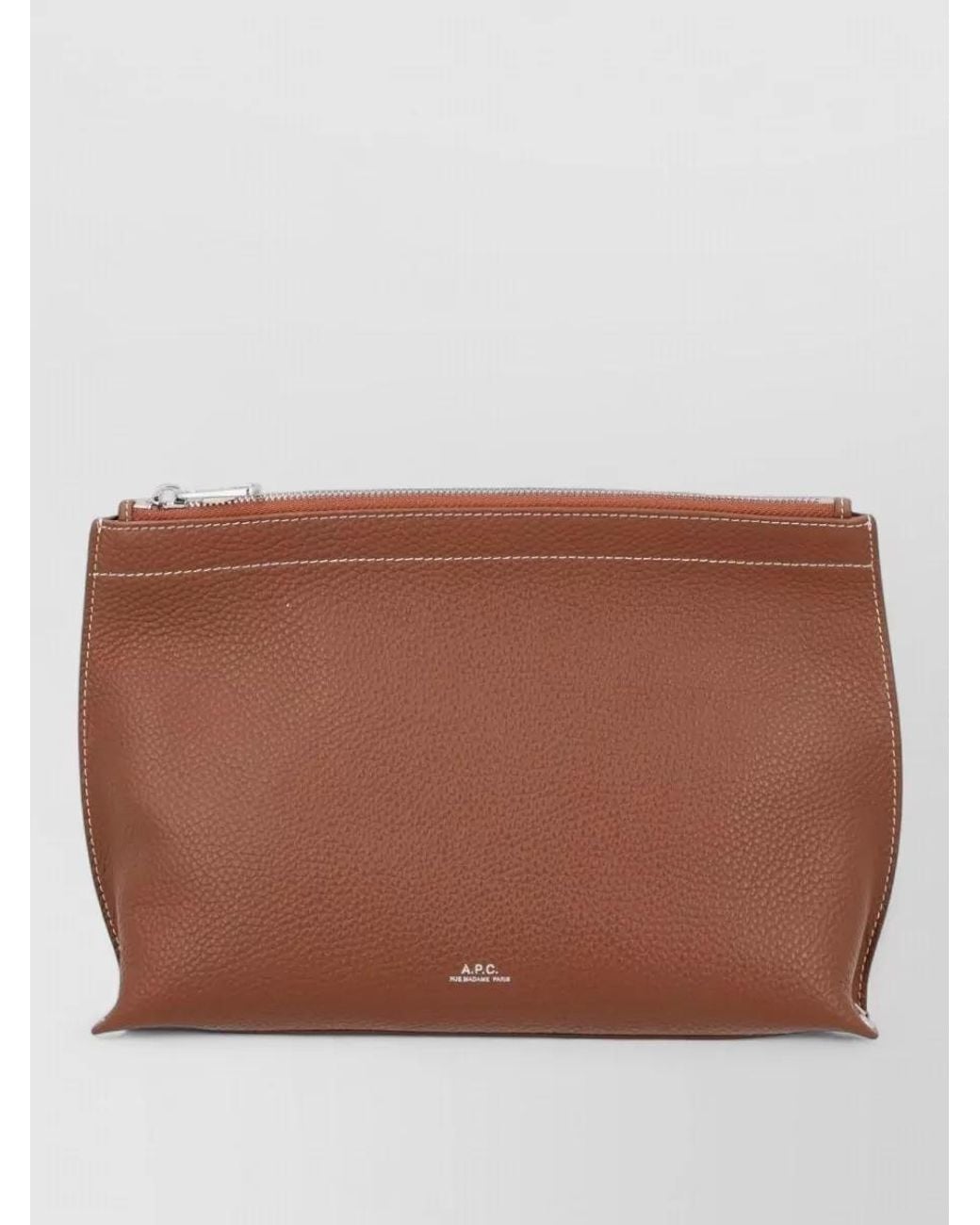 A.P.C. Brown Neige Leather Clutch Bag