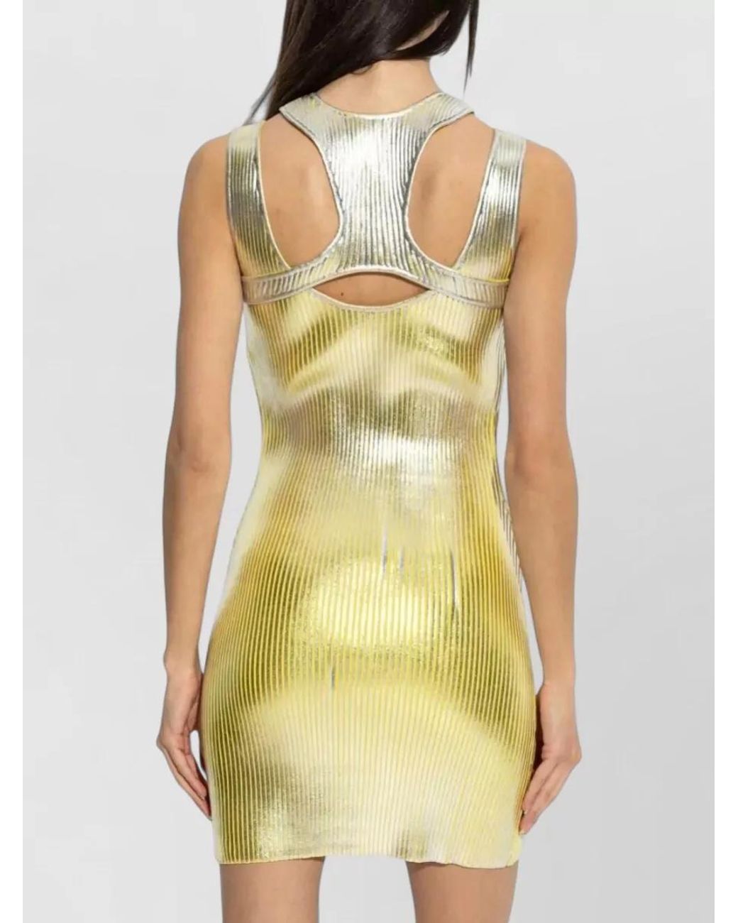 Casablanca Yellow Sleeveless Cutout Mini Dress