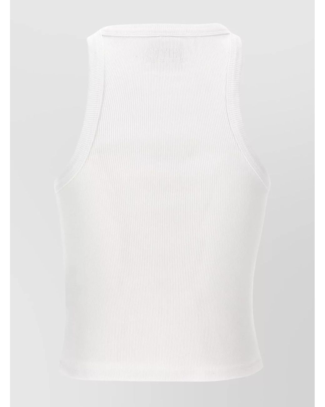 Vetements White Fine-Ribbed Cropped Sleeveless Tank Top