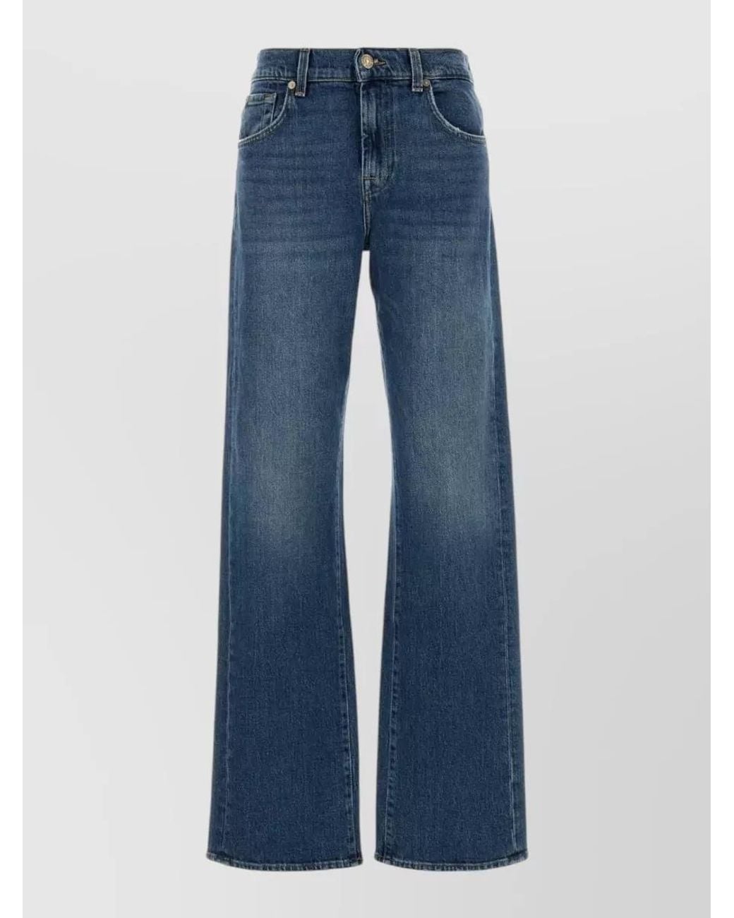 7 For All Mankind Blue Denim Wide-Leg Trousers