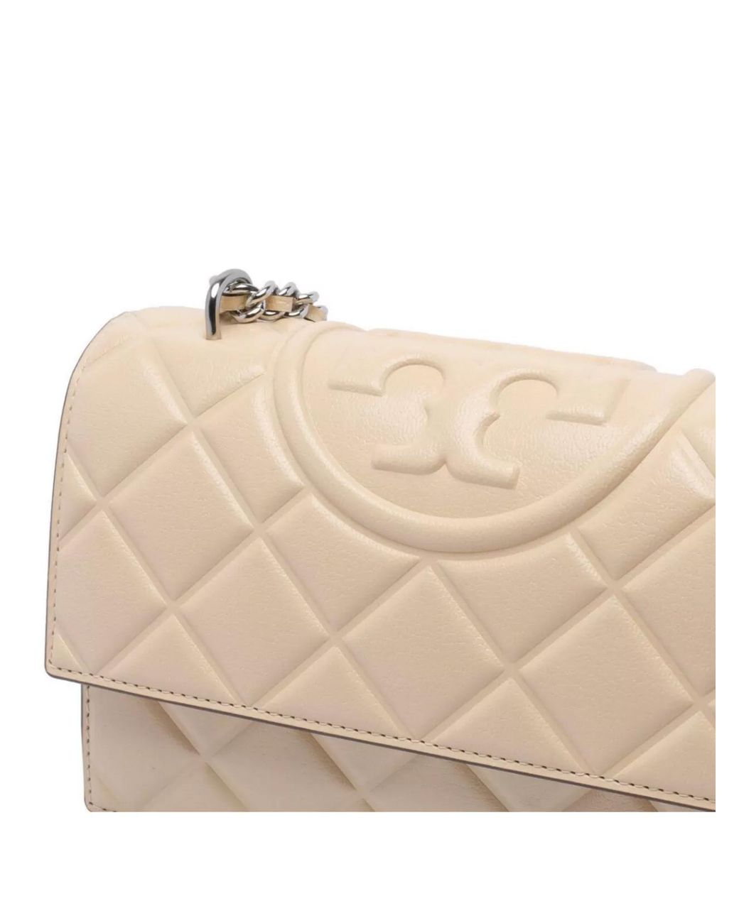 Tory Burch Natural Fleming Small Leather Shoulder Bag