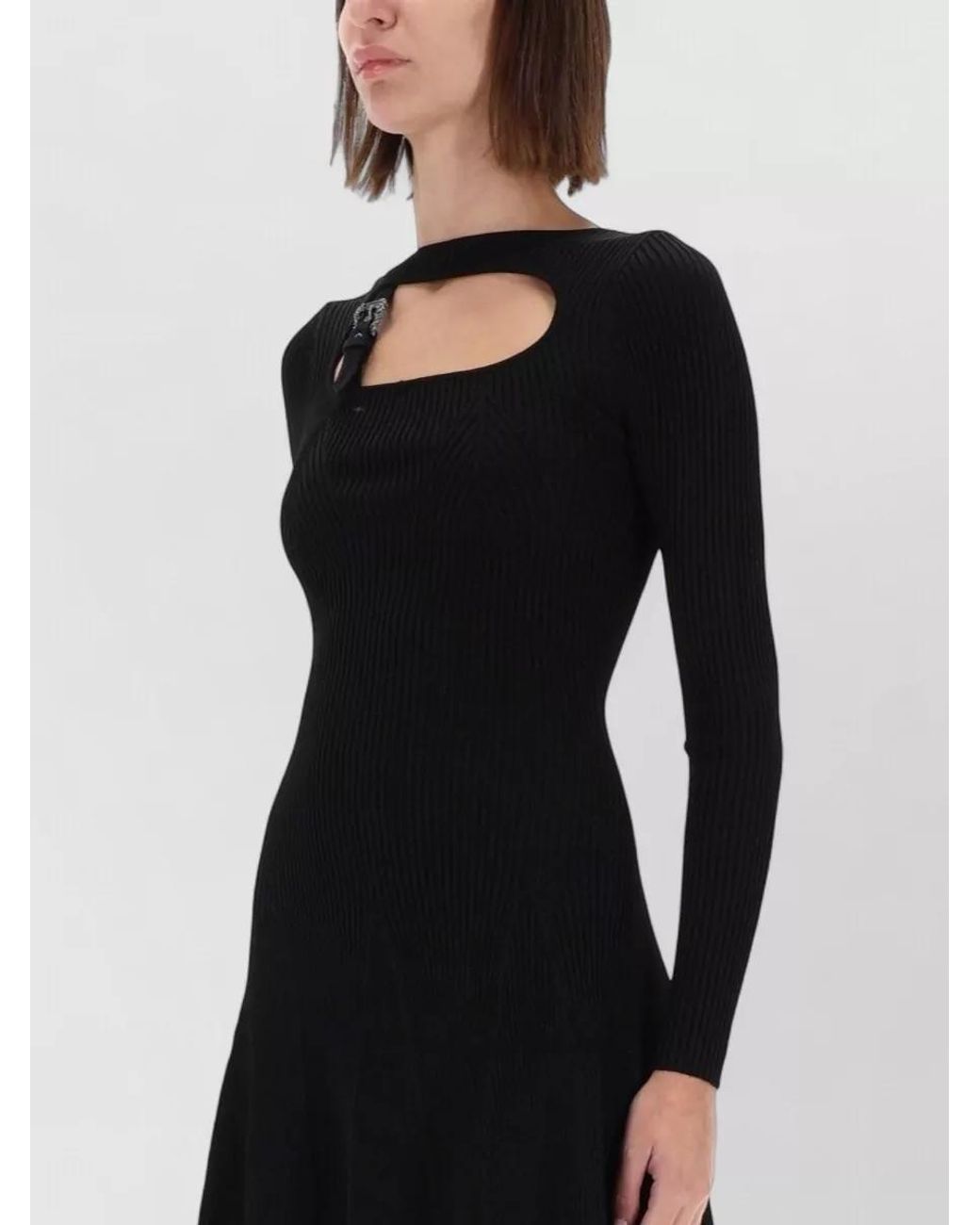 Versace Jeans Couture Black Baroque Buckle Knitted Dress