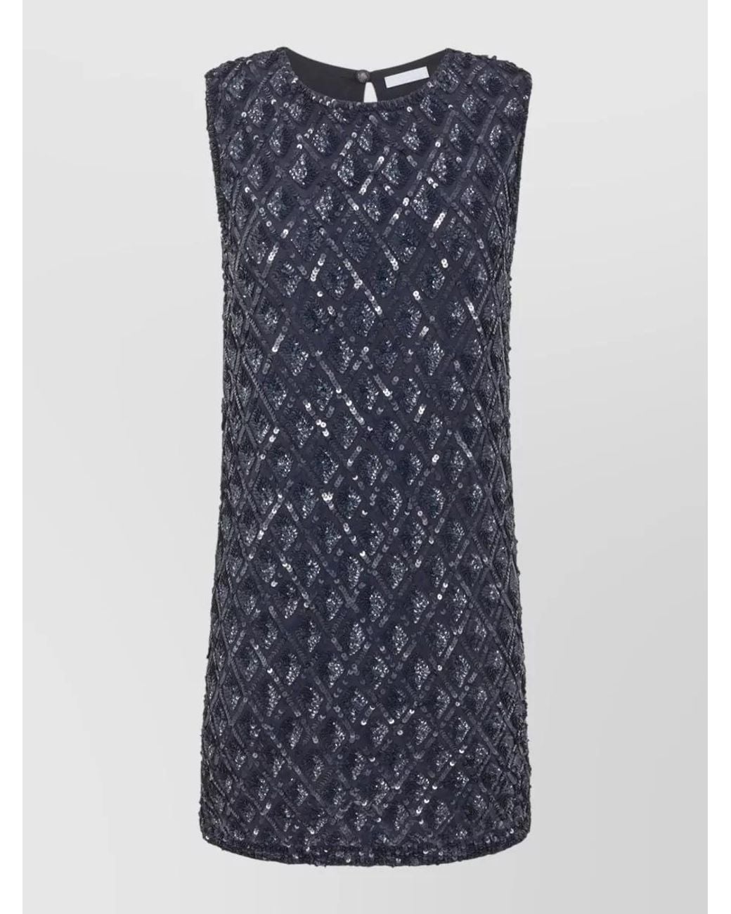 P.A.R.O.S.H. Blue Embroidered Sleeveless Mini Dress