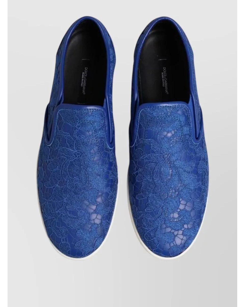 Dolce & Gabbana Blue Leather Slip-On Sneakers for men