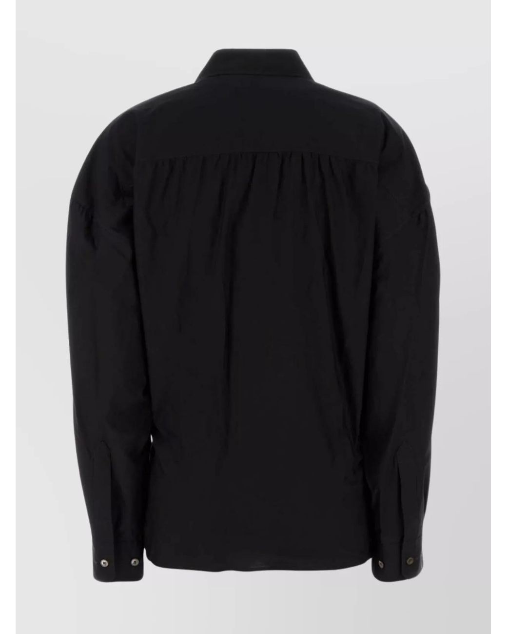 Lemaire Black Silk Blend Asymmetric Long Sleeve Shirt for men