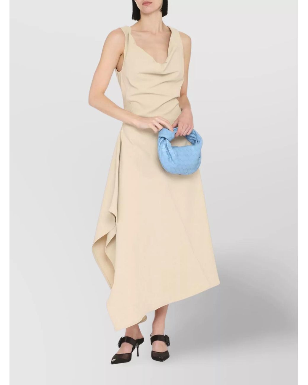 Bottega Veneta White Asymmetric Cotton Midi Dress