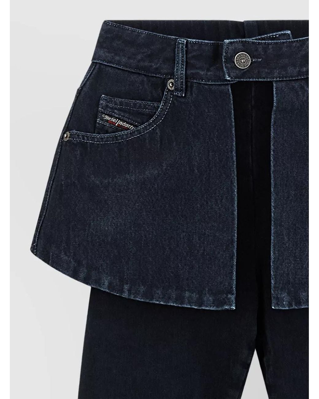 DIESEL Blue Denim High-Rise Skinny Flared Mini Skirt Jeans