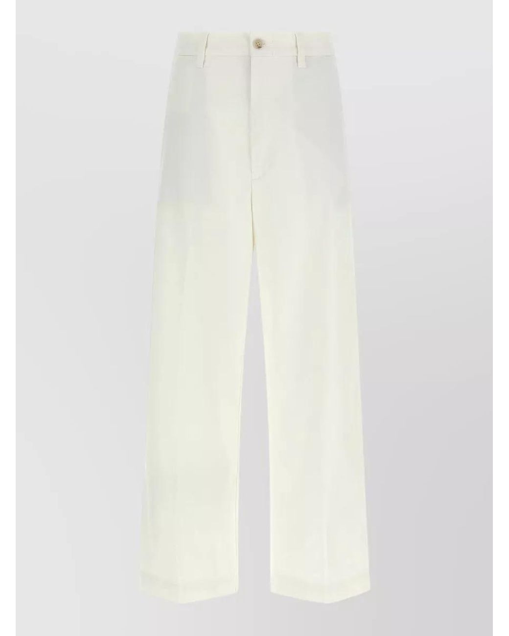 Polo Ralph Lauren White Cropped Flared Pleated Chino Pants