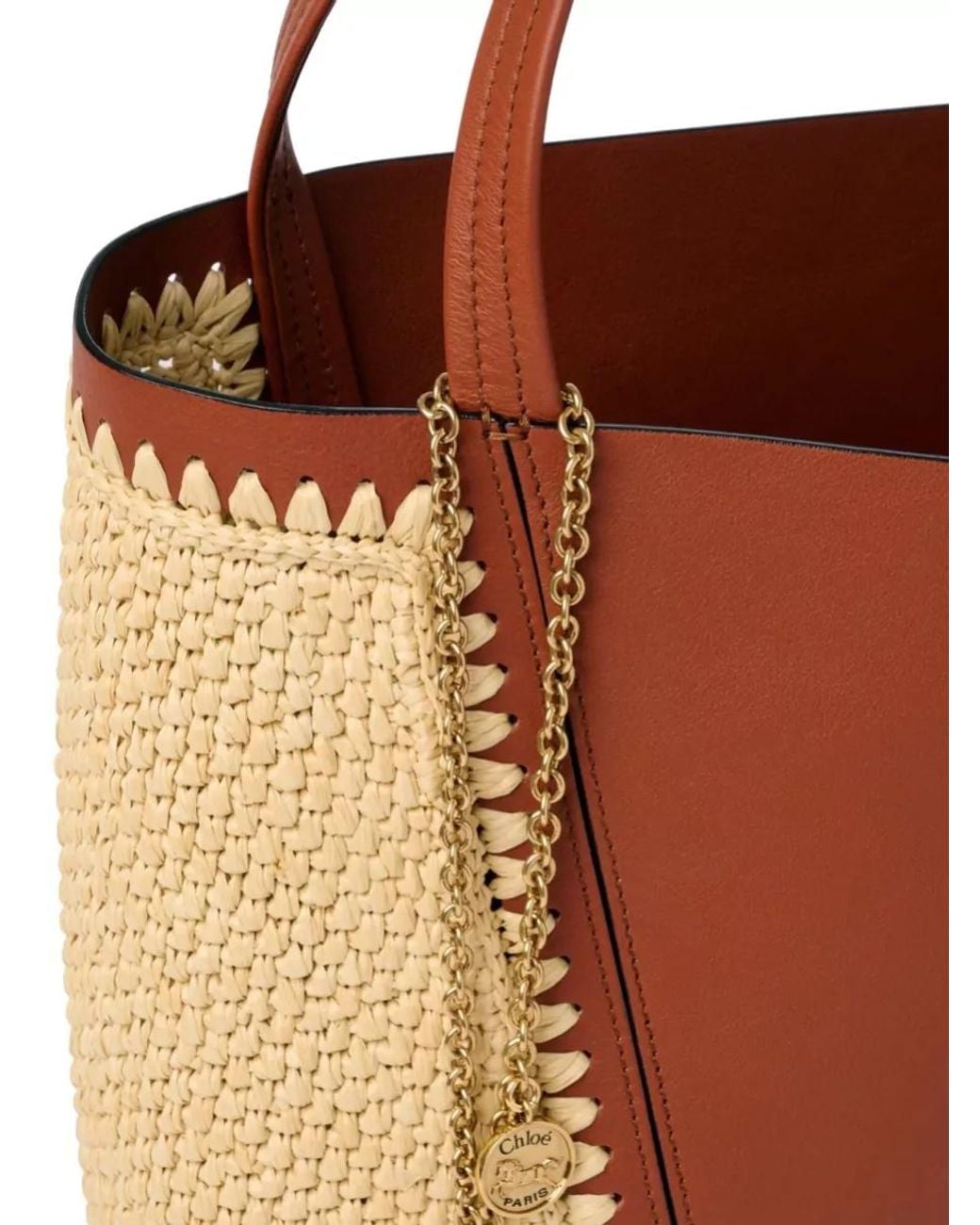 Chloé White Spin Raffia And Leather Shoulder Bag