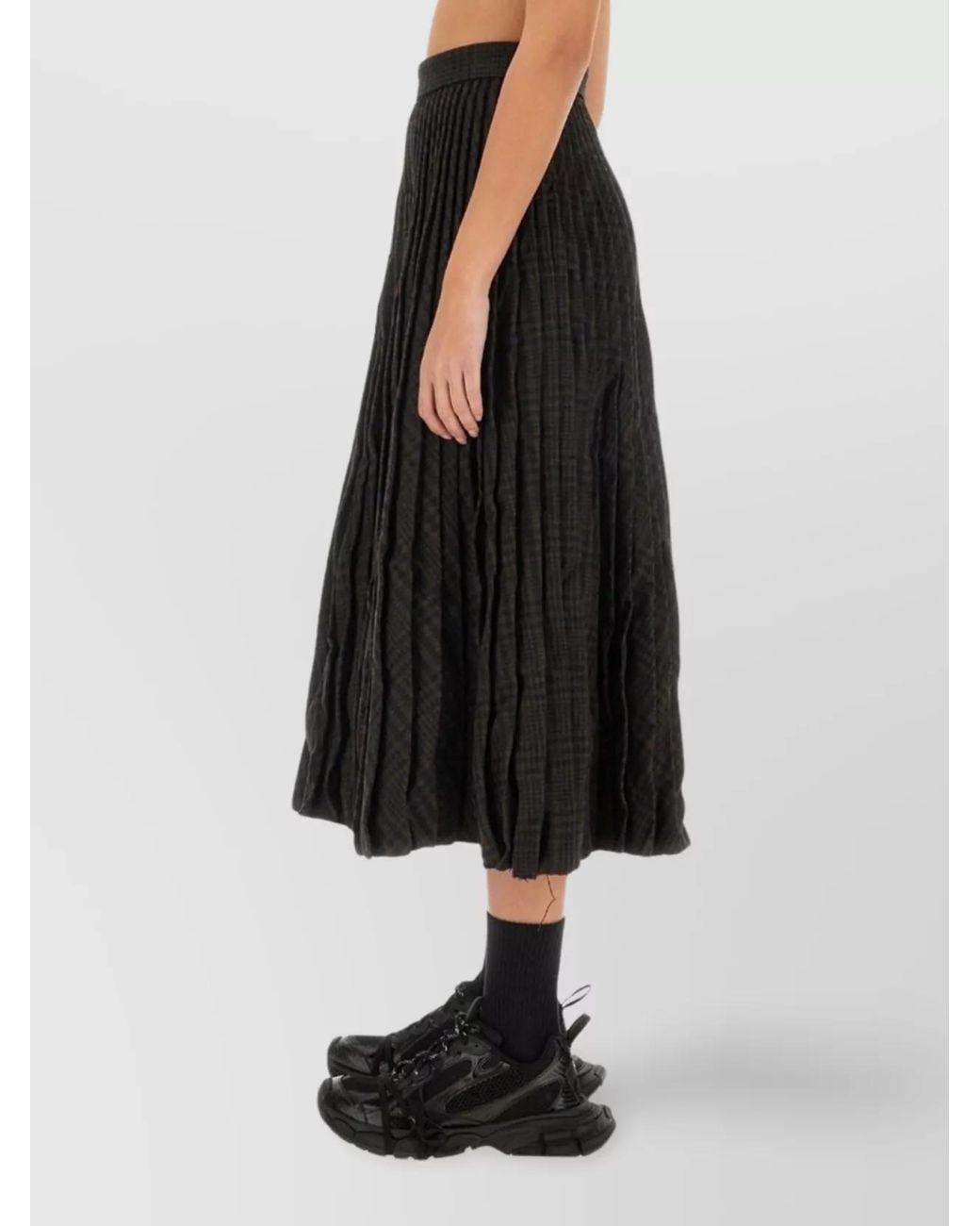 Balenciaga Black Wool Pleated Skirt