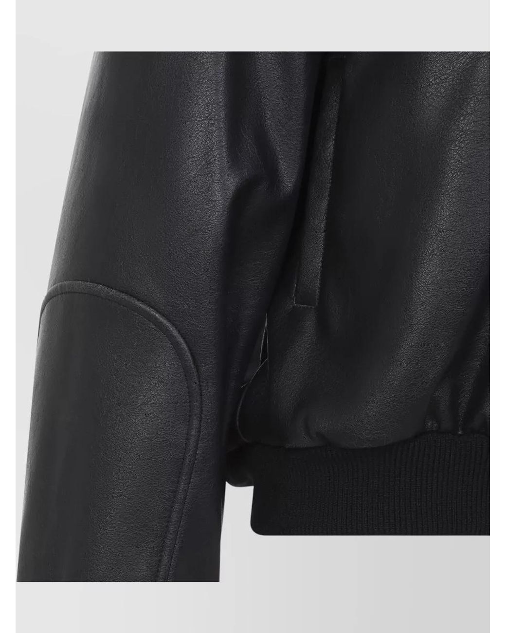 MM6 by Maison Margiela Black Faux Leather Cropped Oversized Bomber Jacket