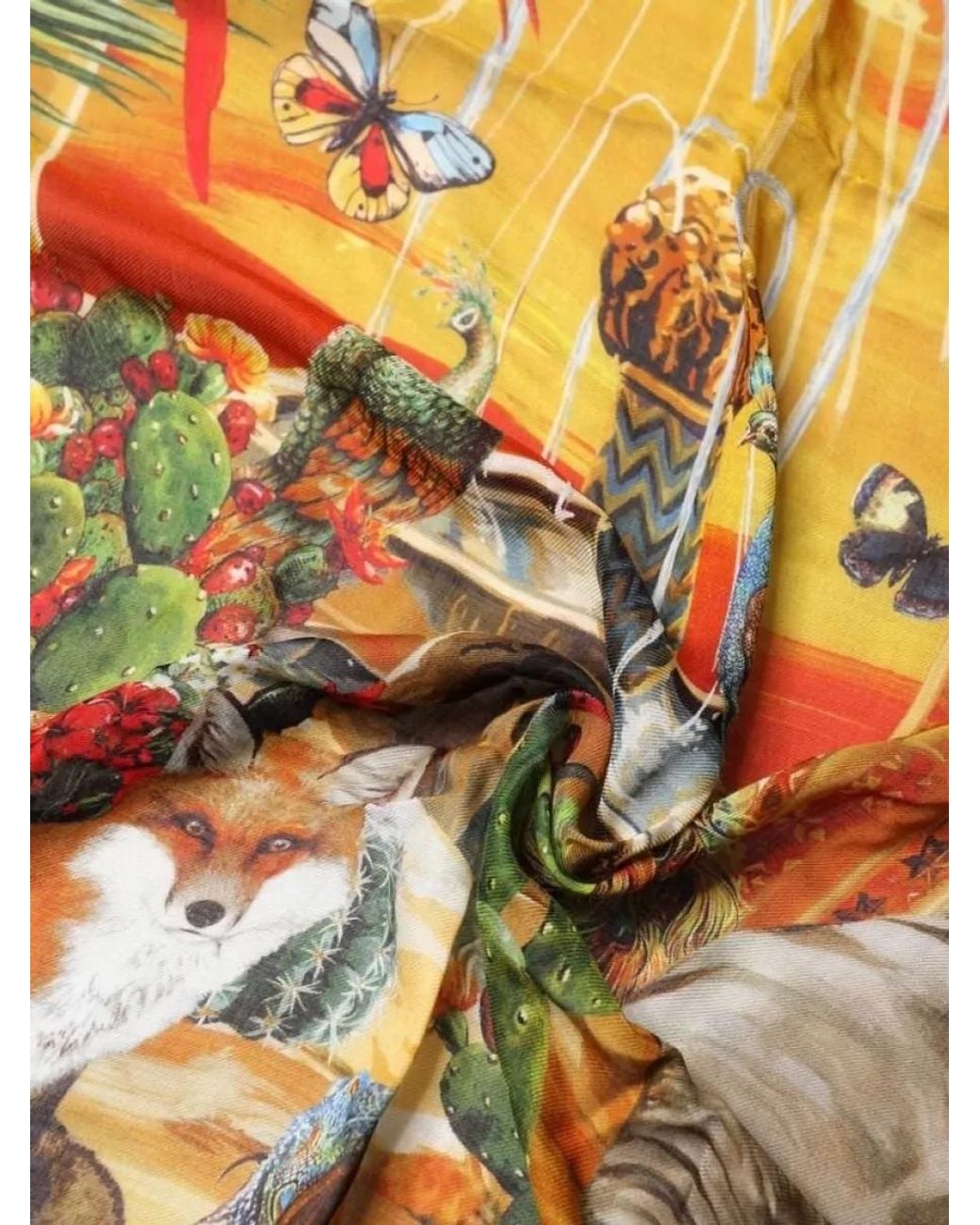 Dolce & Gabbana Green Cashmere Modal Jungle Print Scarf