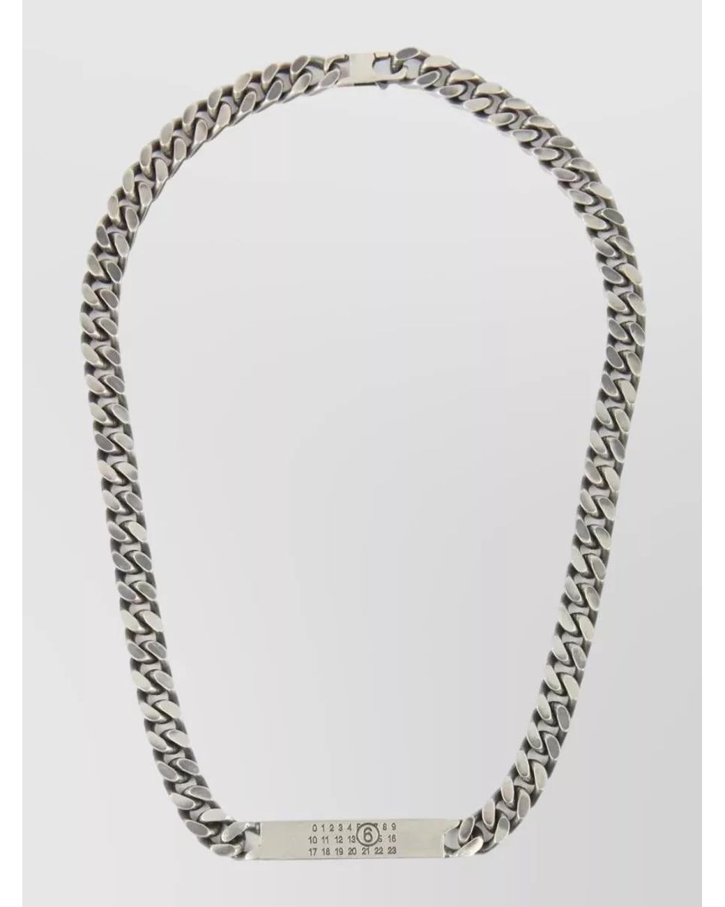 MM6 by Maison Margiela White Brass Logo Pendant Necklace for men