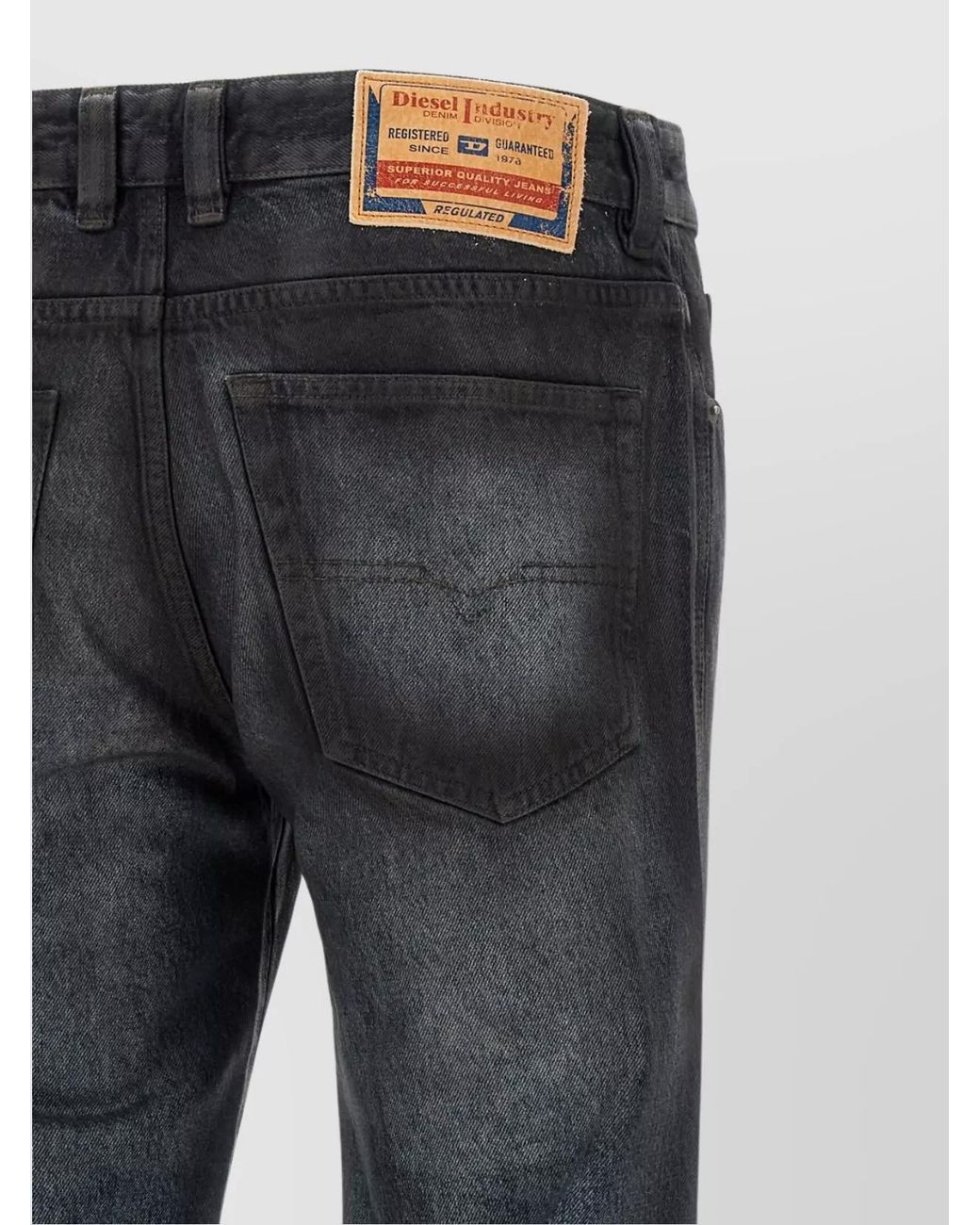 DIESEL Gray Denim Mid-Rise Straight-Leg Jeans for men