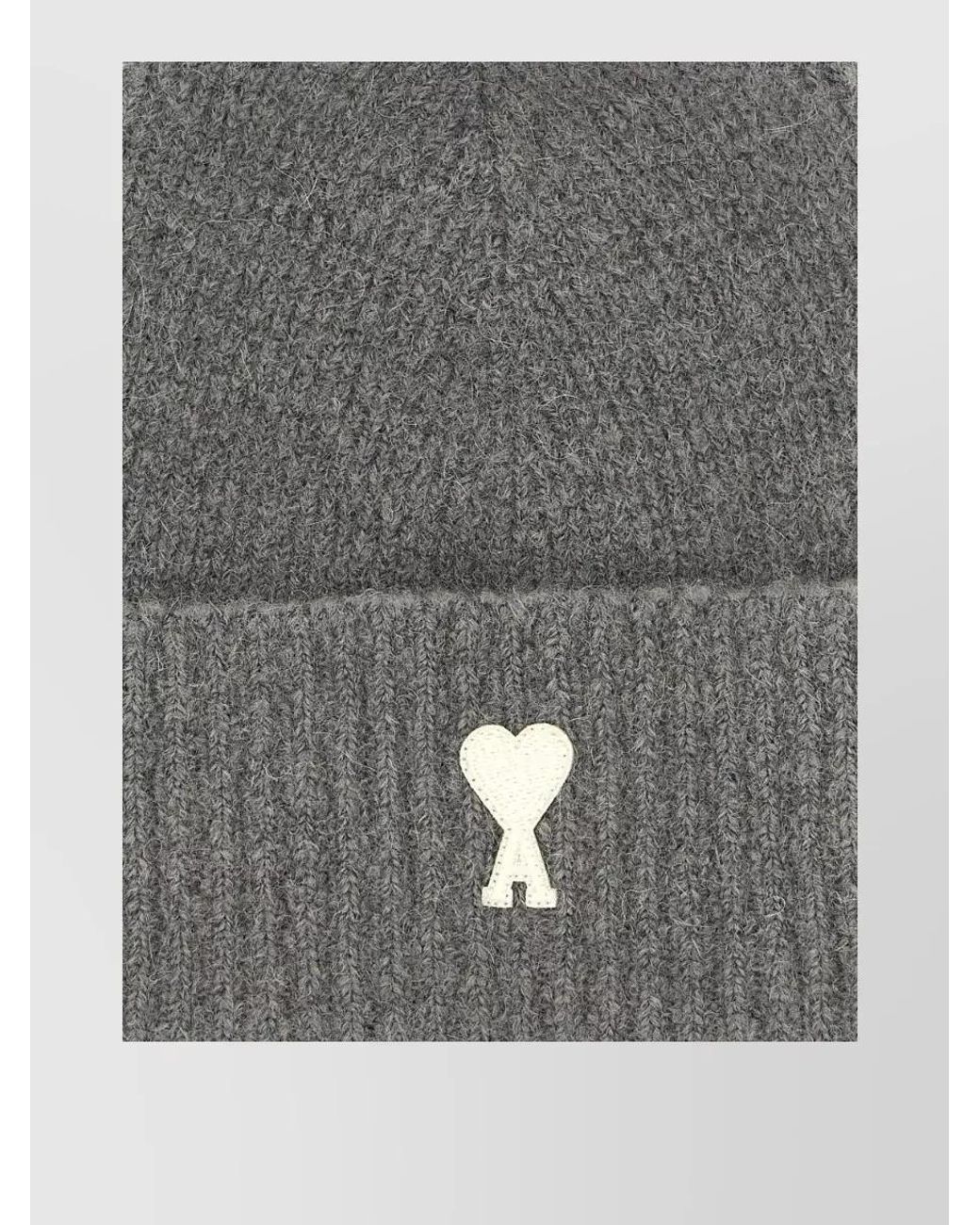 AMI Gray Ribbed Alpaca Beanie