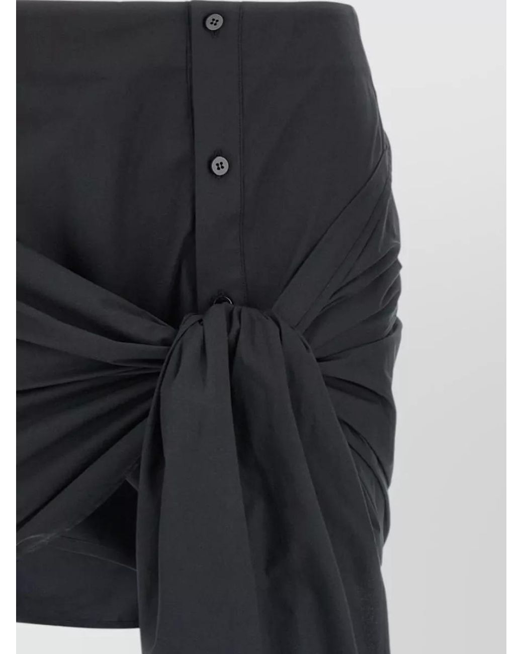 The Attico Black Cotton Draped Mini Skirt